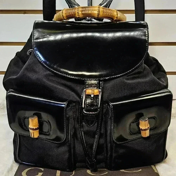 Gucci Bamboo Drawstring  Nylon Backpack - Picture 1 of 16
